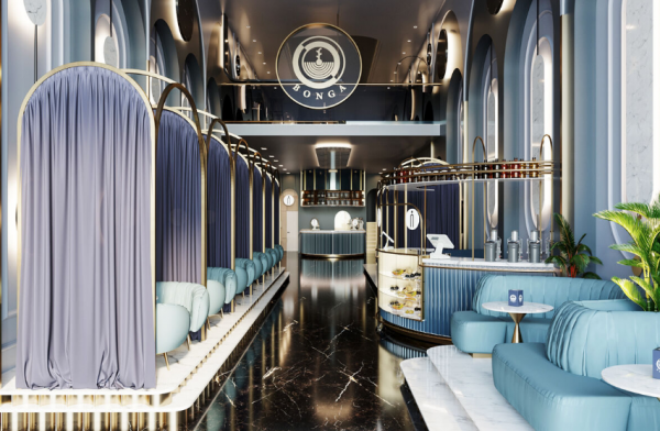 Cafe modern dan mewah dengan tampilan marmer